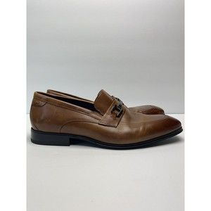 Stacy Adams Mens Brown Dress Shoes 10.5 M Slip On Leather Loafers Buckle